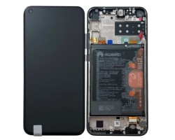 Kijelző érintőpanel Huawei P40 Lite E fekete komplett kerettel (akkumulátor, hangszóró) 02353FMW